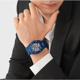 Philipp Plein The SKeleton Blue Dial Blue Silicone Strap Watch for Men - PWVBA0323