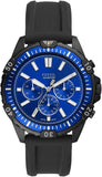 Fossil Garrett Chronograph Blue Dial Black Rubber Strap Watch for Men - FS5695