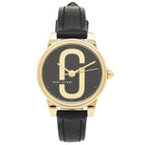 Marc Jacobs Corie Black Dial Black Leather Strap Watch for Women - MJ1580