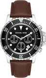 Michael Kors Everest Chronograph Black Dial Brown Leather Strap Watch For Men - MK9054