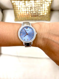 Emporio Armani Cleo Sunray Blue Dial Silver Steel Strap Watch for Women - AR11585