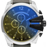 Diesel Mega Chief Chronograph Black Dial Grey Nylon Strap Watch For Men - DZ4523