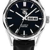 Tag Heuer Carrera Automatic Black Dial Black Leather Strap Watch for Men - WAR201A.FC6266