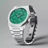 D1 Milano Ultra Thin Fir Green Dial Silver Steel Strap Watch for Men - D1-UTBJ34