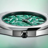 D1 Milano Ultra Thin Fir Green Dial Silver Steel Strap Watch for Men - D1-UTBJ34