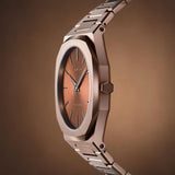 D1 Milano Ultra Thin Brown Dial Gold Steel Strap Watch for Unisex - D1-UTBJ10