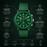 Lacoste 12.12 Chronograph Green Dial Green Silicone Strap Watch for Men - 2010973