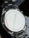 Lacoste Boston Chronograph Beige Dial Silver Steel Strap Watch for Men - 2011271