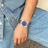 D1 Milano Ultra Thin Blue Dial Silver Steel Strap Watch for Men - D1-UTBJ09