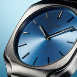 D1 Milano Square Caribbean Blue Dial Silver Steel Strap Watch for Men - D1-SQBJ07