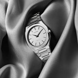 D1 Milano Ultra Thin Linen White Dial Silver Steel Strap Watch for Unisex - D1-UTBJ23