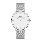 Daniel Wellington Petite Sterling White Dial Silver Mesh Bracelet Watch For Women - DW00100220