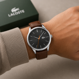 Lacoste Vienna Grey Dial Brown Leather Strap Watch for Men - 2011045