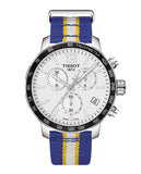 Tissot Quickster Chronograph NBA Golden State Warriors White Dial Two Tone NATO Strap Watch for Men - T095.417.17.037.15
