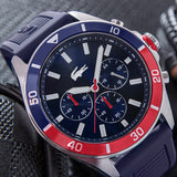 Lacoste Tiebreaker Chronograph Blue Dial Blue Silicon Strap Watch for Men - 2011154