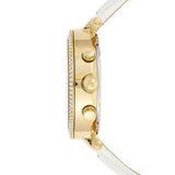 Michael Kors Parker White Dial with Diamonds White Leather Strap Watch for Women - MK2290
