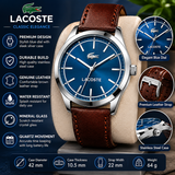 Lacoste Edmonton Blue Dial Brown Leather Strap Watch for Men - 2010889