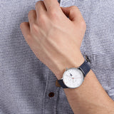 Lacoste Moon Multifunction White Dial Blue Leather Strap Watch for Men - 2010975