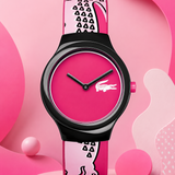 Lacoste Goa Pink Dial Two Tone Silicon Strap Watch for Women - 2020115