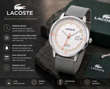 Lacoste Madrid White Dial Gray Leather Strap Watch for Men - 2011031