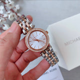 Michael Kors Darci Silver Dial Two Tone Steel Strap Watch for Women - MK3298