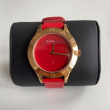 Marc Jacobs Blade Red Dial Red Leather Strap Watch for Women - MBM1204