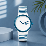 Lacoste Goa White Dial Two Tone Silicone Strap Watch for Men - 2020118