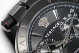 Versace V-Racer Aion Chronograph Black Dial Black Leather Strap Watch for Men - VBR030017