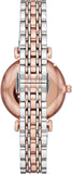 Emporio Armani Gianni T Bar Quartz White Dial Two Tone Steel Strap Watch For Women - AR80035