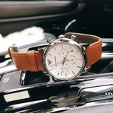 Emporio Armani Luigi Chronograph Silver Dial Brown Leather Strap Watch for Men - AR1846