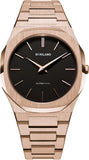 D1 Milano Ultra Thin Black Dial Gold Steel Strap Watch for Men - D1-UTBJ42