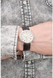 Guess Wafer Quartz White Dial Brown Leather Strap Watch For Men - W70016G2