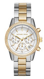 Michael Kors Ritz White Dial Two Tone Steel Strap Watch for Women - MK6474