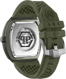 Philipp Plein The Skeleton Green Dial Green Silicone Strap Watch for Men- PWVBA0223