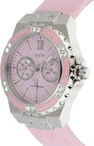 Guess Limelight Quartz Diamonds Pink Dial Pink Denim Strap Watch For Women - W0775l15
