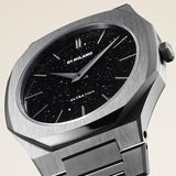 D1 Milano Ultra Thin Aventurine Black Dial Silver Steel Strap Watch for Men - D1-UTBJ29