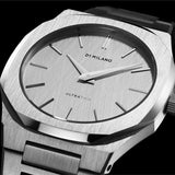 D1 Milano Ultra Thin Linen White Dial Silver Steel Strap Watch for Unisex - D1-UTBJ23