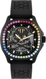 Philipp Plein Skeleton Spectre Black Dial Black Silicone Strap Watch for Men - PWRAA1023