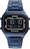 Fossil Retro Analog-Digital Black Dial Blue Steel Strap Watch for Men - FS5896