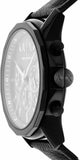 Armani Exchange Banks Chronograph Black Dial Black Leather Strap Watch For Men - AX1724