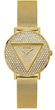 Guess Iconic Diamonds Gold Dial Gold Mesh Bracelet Watch For Women - GW0477L2