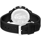 Lacoste 12.12 Chronograph Black Dial Black Silicon Strap Watch for Men - 2011243
