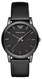 Emporio Armani Classic Black Dial Black Leather Strap Watch For Men - AR1732