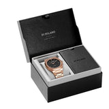 D1 Milano Ultra Thin Black Dial Gold Steel Strap Watch for Men - D1-UTBJ42
