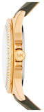 Michael Kors Mini Everest Crystals White Dial Green Leather Strap Watch for Women - MK4720