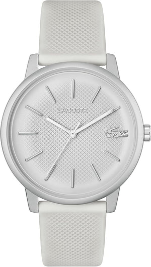 Lacoste 12.12 Move Silver Dial White Silicone Strap Watch for Men - 2011240