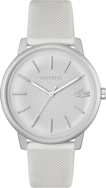 Lacoste 12.12 Move Silver Dial White Silicone Strap Watch for Men - 2011240