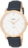 Fossil The Minimalist Slim White Dial Blue Leather Strap Watch for Men - FS5371