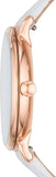 Fossil Jacqueline Quartz Mother of Pearl White Dial White Leather Strap Watch for Women - ES4579