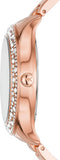 Michael Kors Lilane Three Hand Mother of Pearl White Dial Rose Gold Steel Strap Watch For Women - MK4557